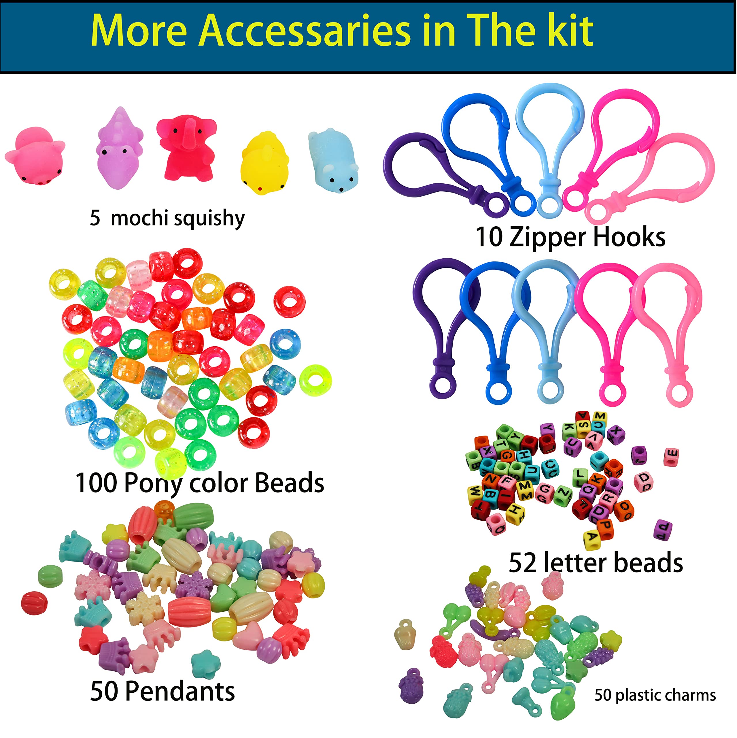 XYTLAX 16800+ Loom Bands Kit with 3 Layer Container, 35 Colors, 500 S-Clips, 300 Beads, 30 Charms, 10 Zipper Hooks, Rubber Bands Bracelet kit, Loom Bracelet Making Kit Creativity Birthday Kits (Pink)