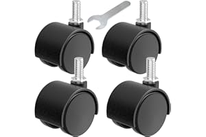 ANDUTEES 1.5 Inch Plastic Casters Set of 4, M8 Stem Nylon Furniture Wheel Replacement, Threaded Stem Swivel Cart Wheels, Workbench Small Casters (Black)