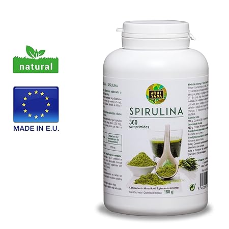 Capsule di Spirulina, Estratto puro, 100% puro, 360 compresse, ad alto dosaggio per capsula, spirulina polvere in capsule, benefici, potenza massima, consigliata per gli atleti