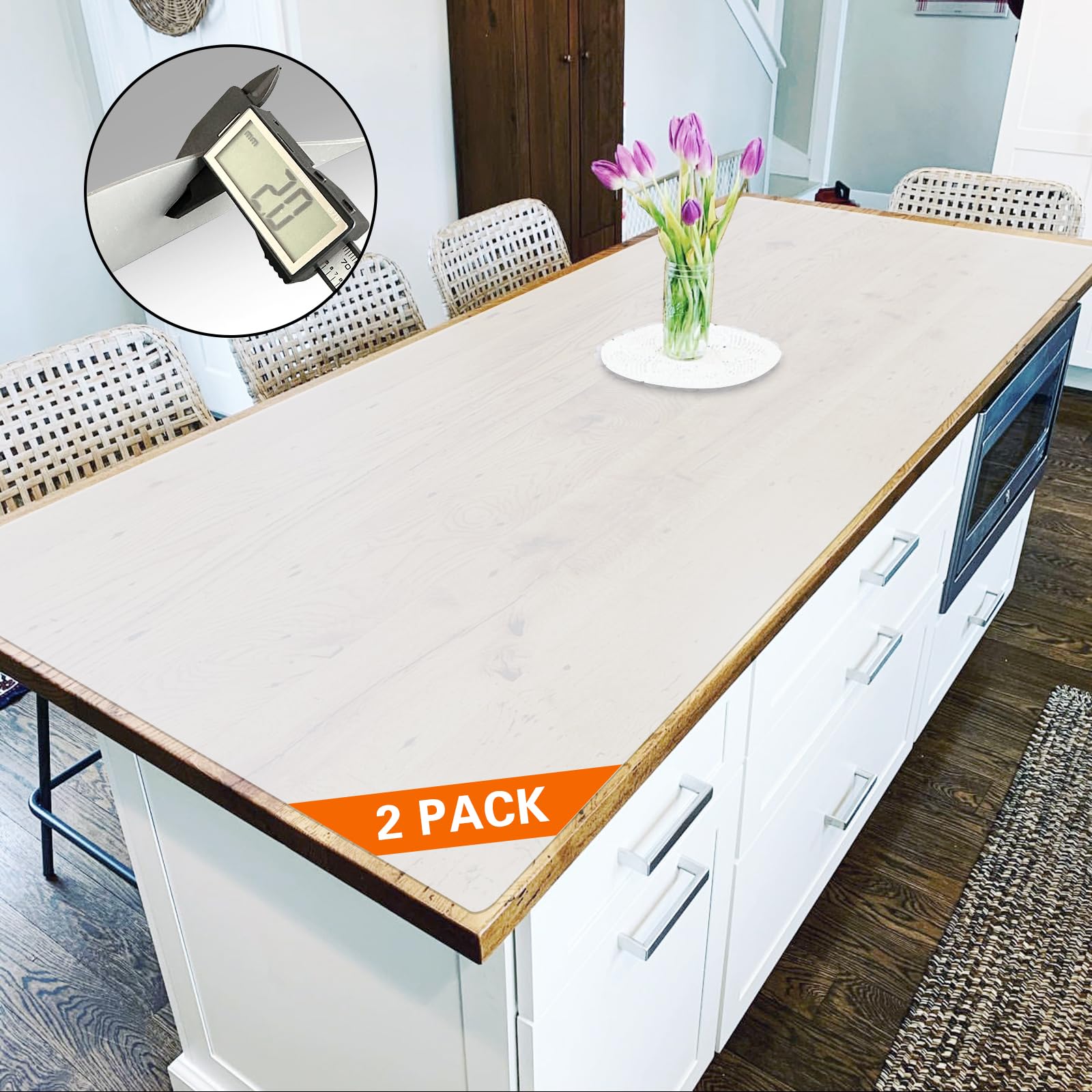 Photo 1 of 2 Pack 47.3"x23.6" Silicone Kitchen Counter Mats, 2MM Thick Heat Resistant Non-Slip Countertop Protector, Waterproof Durable Mats for Kitchen Countertops, Islands, or Workspaces (Semitransparent)