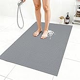 Extra Large Non-Slip Shower Mat, Fast-Dry PVC Bath Stall & Tub Mat, Drain-Hole Design,for Shower Stall Tub for Elderly/Kids,Non Slip Bathroom Safety Accessory,Gray 32"x47"