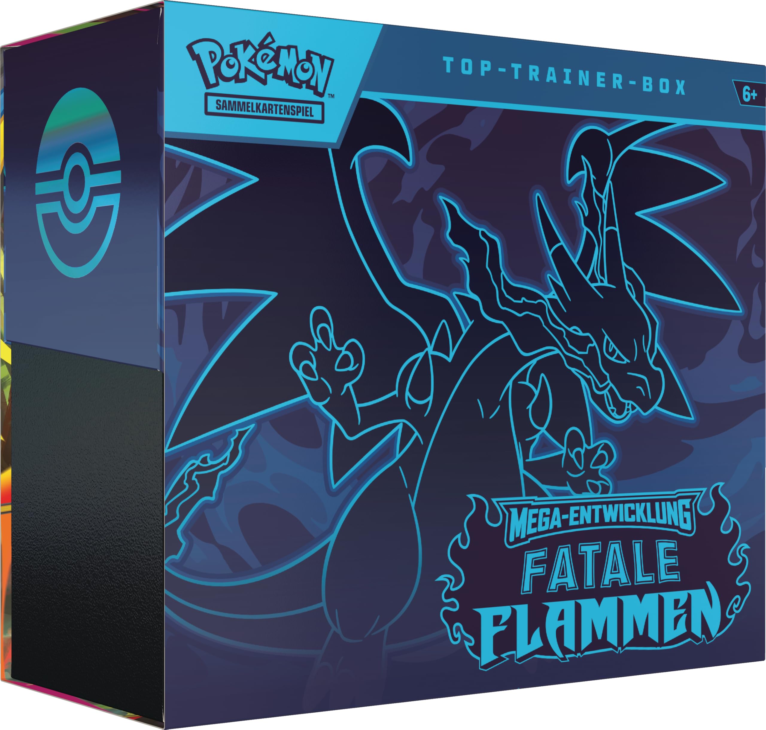 Pokémon-Sammelkartenspiel: Top-Trainer-Box Mega-Entwicklung – Fatale Flammen (1 Vollbild-Promokarte, 9 Boosterpacks & Zubehör)