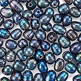 100Pcs 7-10mm Natural Freshwater Pearl Beads Black Oval Pearl Loose Beads for DIY Craft Bracelet Necklace Jewelry Making