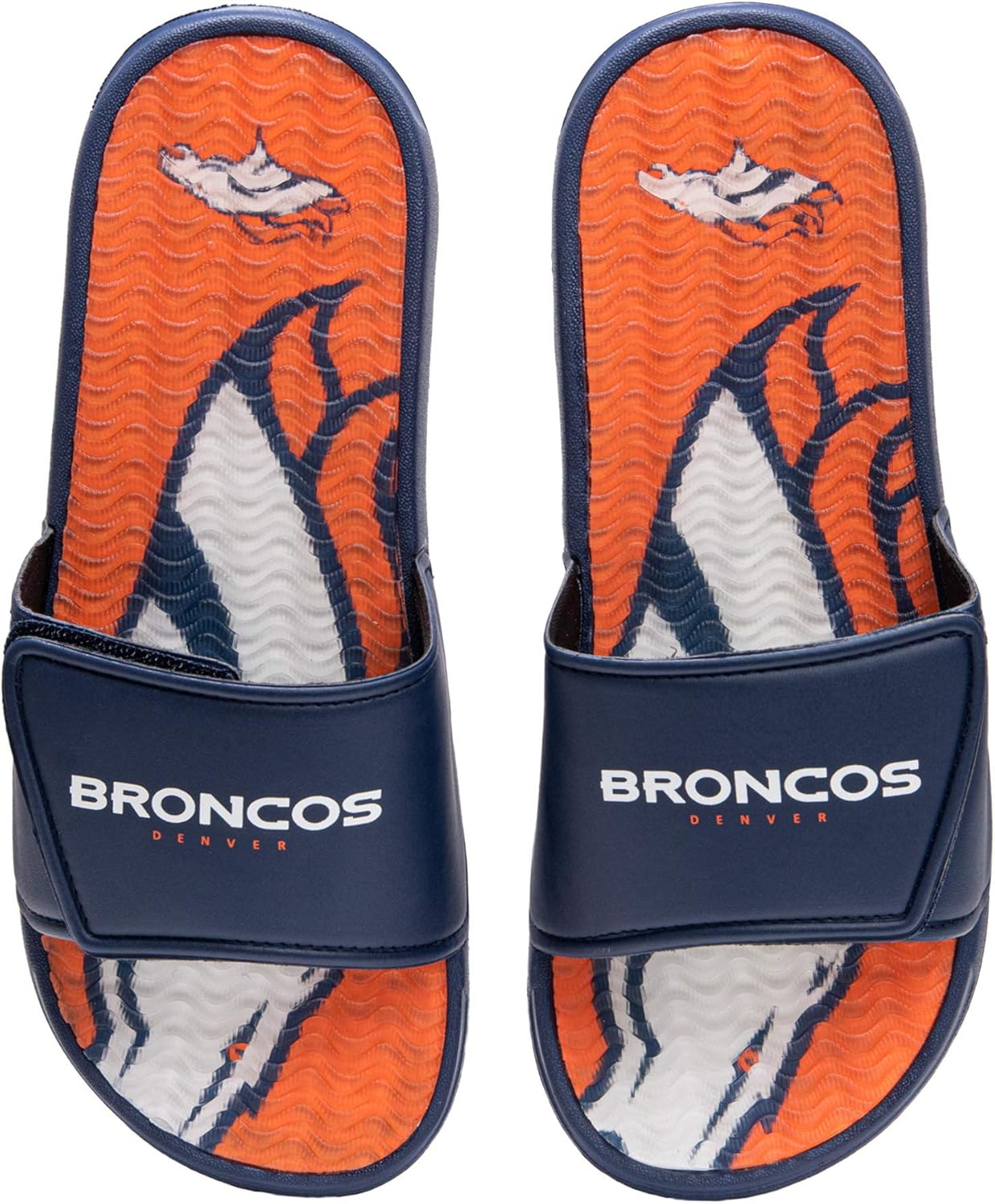 FOCO NFL Denver Broncos Mens Sport Shower Gel Slide Flip Flop SandalsSport Shower Gel Slide Flip Flop Sandals, Wordmark, Large (11-12) (FFSSNFCBBLGGEL) : Clothing