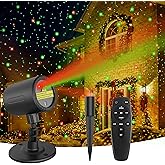 Christmas Projector Lights, ZBPP Star Show LED Lights Red and Green Outdoor IP65 Waterproof, 3 Modes RF Remote Control, Landscape Decoration for Xmas Yard Holiday Party