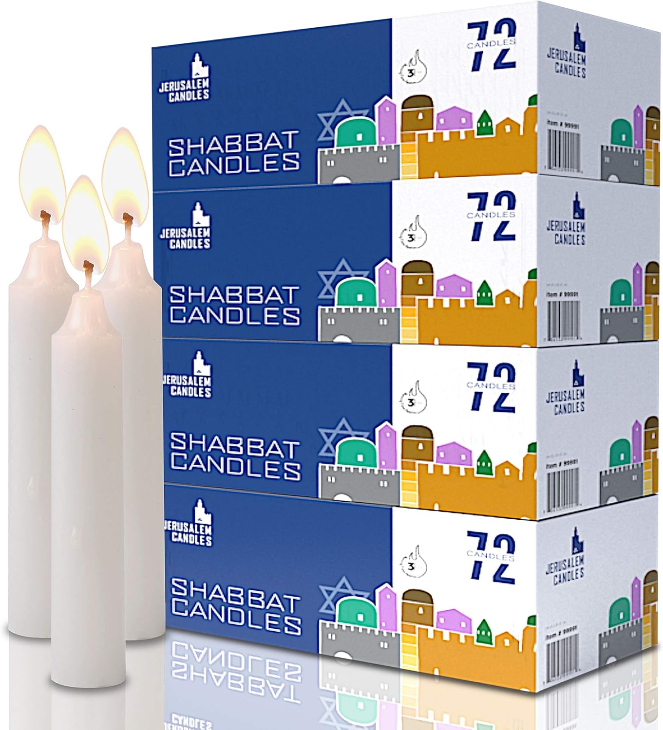 Shabbat Candles - Traditional Shabbos Candles - 3 Hour - 4-Pack x 72 Count, (288 Candles): Home Improvement