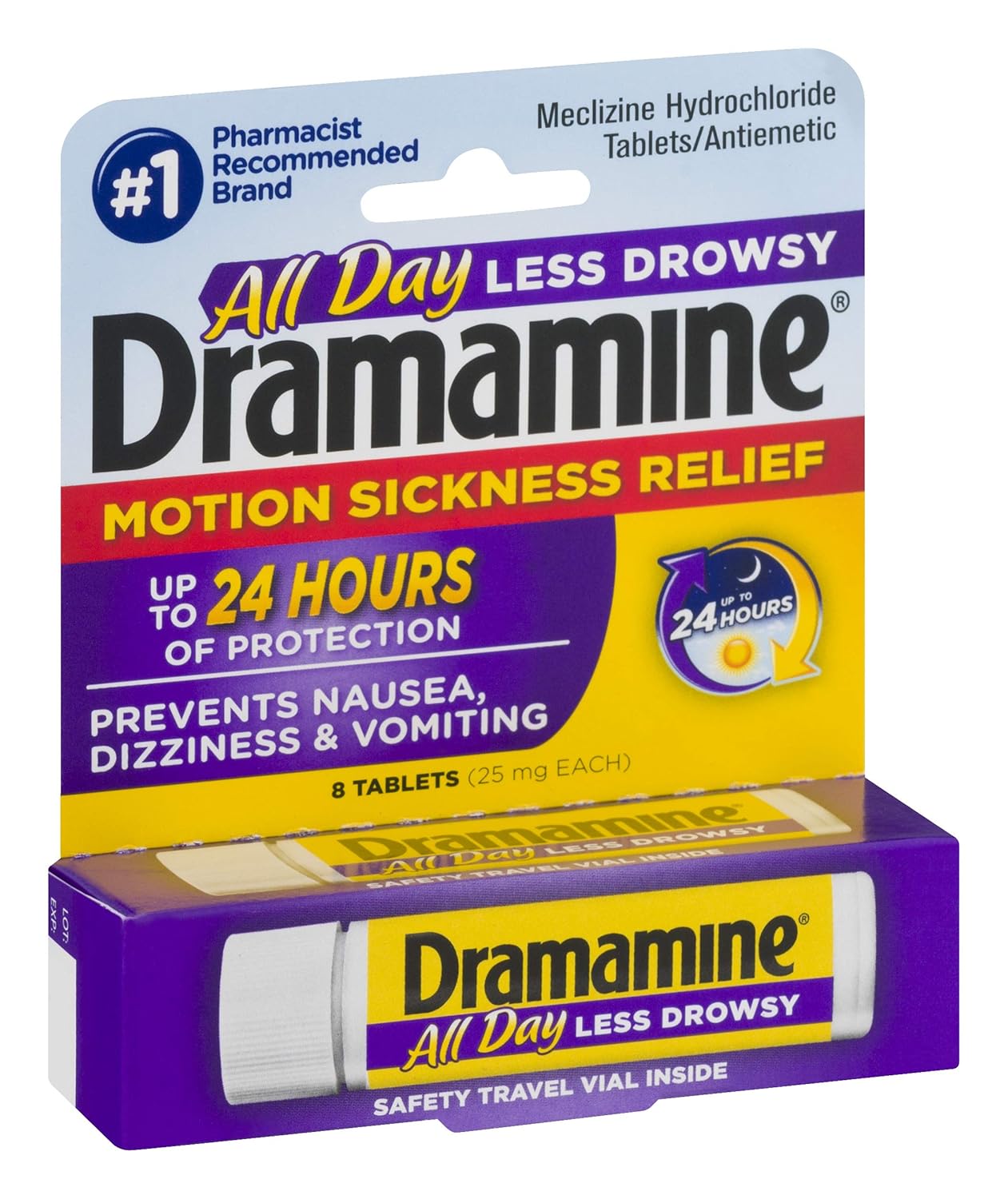 Dramamine All Day Less Drowsy Motion Sickness Relief | 8 Count: Prime Pantry