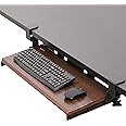 VIVO Large Clamp-on Computer Keyboard and Mouse Under Desk Slider Tray, 27 x 11 inch Pull Out Platform Drawer, Dark Wood, MOUNT-KB05D