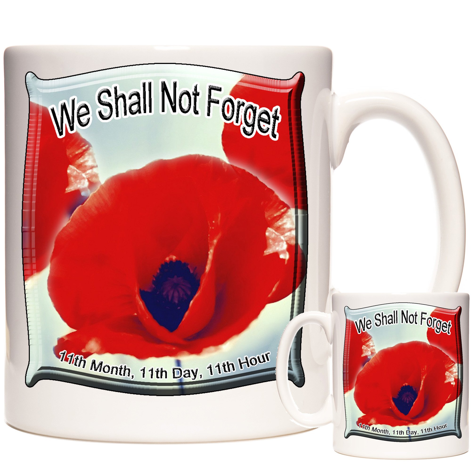 WE SHALL NOT FORGET Red Poppy Ceramic Mug. Poppy Gift Mug