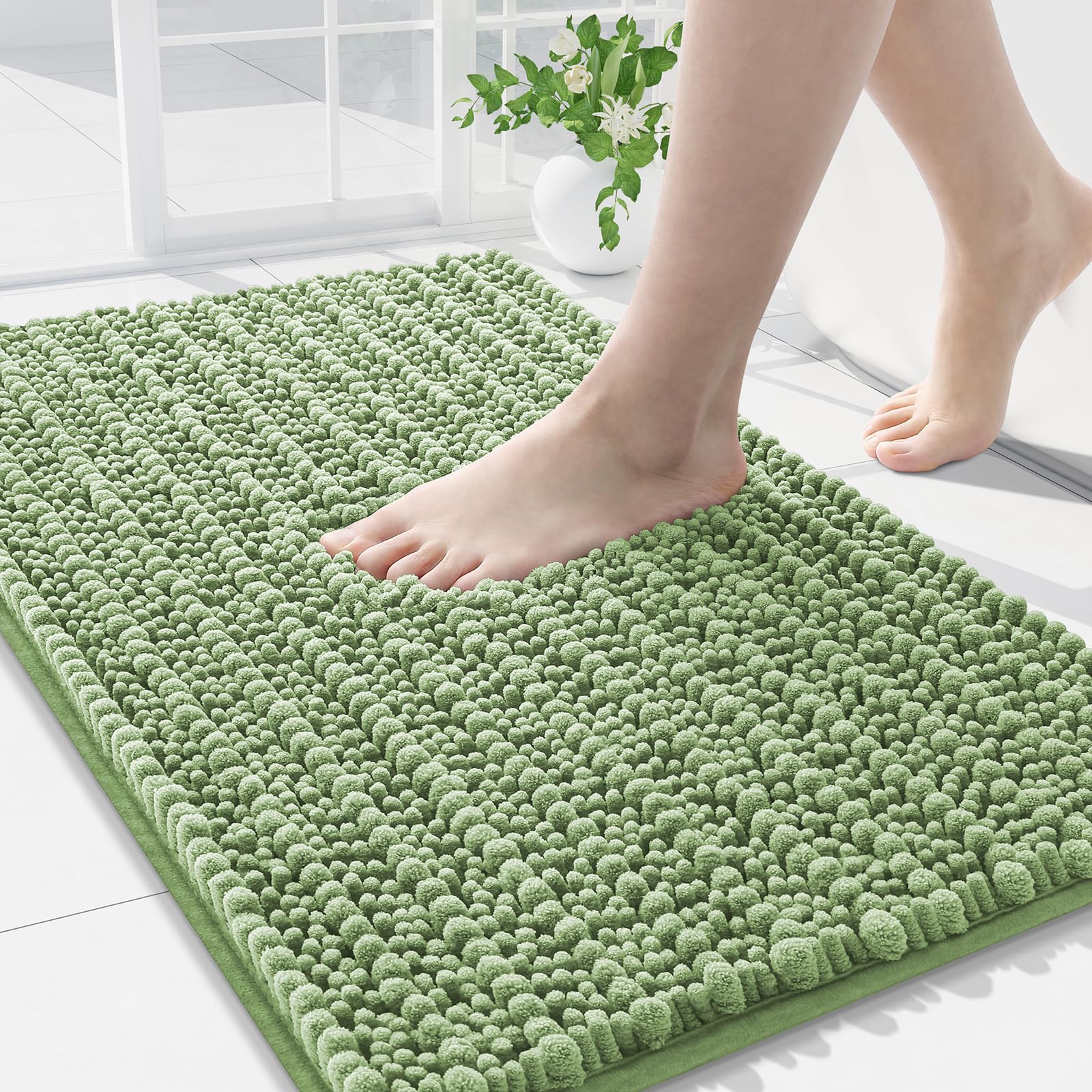 Arotive Luxury Chenille Bathroom Rug Mat, Extra Soft Thick Absorbent Shaggy Bath Rugs, Non-Slip Machine Wash Dry, Plush Bath Mats for Bathroom, Shower and Tub, 36x24, Sage Green Image Arotive Luxury Chenille Bathroom Rug Mat, Extra Soft Thick Absorbent Shaggy Bath Rugs, Non-Slip Machine Wash Dry, Plush Bath Mats for Bathroom, Shower and Tub, 36x24, Sage Green Image