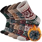 COOVAN Mens Warm Wool Socks Thermal Winter Thick Crew Socks Cold Weather Soft Cozy 5 Pairs