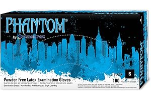 Adenna PHM912 Phantom 6 Mil Powder-Free Latex Gloves, Medical Grade, Black, Small, Box of 100