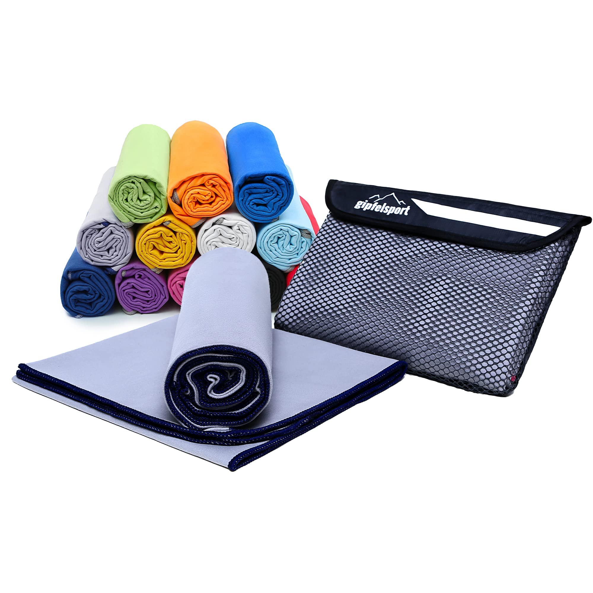 gipfelsport Microfibre Towel Set2 1x S(80x40cm) & 1x XL(180x80cm) Grey