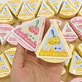 4 Pack Cheese Squishy Toys, Soft Sticky Slow Rising Squishy Set for Stress Relief, Cute Double Color Pink and Yellow Food Squishies for Desk Decor or Gift