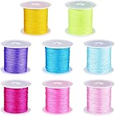 Craftora 295 Yards Nylon Bracelet String 0.4mm Candy Colors Nylon Beading Cords, 9 Colors Chinese Knotting Cord Kumihimo Macrame Thread for Necklace Jewelry Making Craft