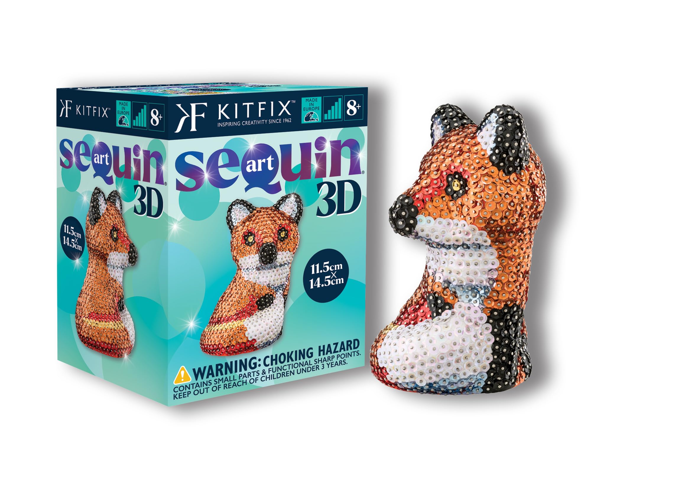 Kitfix - Sequin Art 3D - Creative Set - Craft Kit for Adults, Teenagers and Children Aged 8+ (Fox)