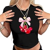 SWTJIC Cute Crop Tops for Women Baby Tee Shirt Aesthetic Clothes Summer Short Sleeve Slim Fit T-Shirt