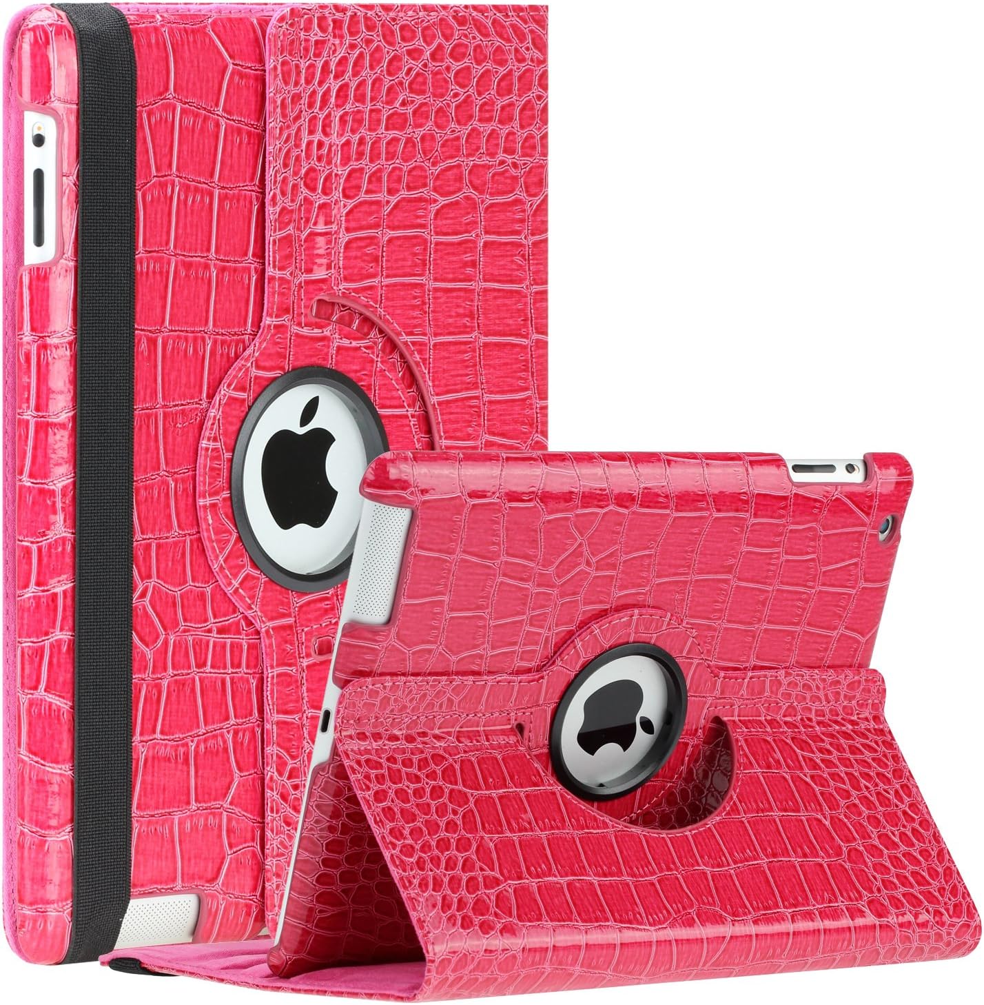 SAWE iPad Mini 1/2/3 Case - 360 Rotating Stand Case Cover with Auto Sleep/Wake Feature for Apple iPad Mini 1 / iPad Mini 2 / iPad Mini 3 with Retina Display (iPad Mini 1/2/3 Gen, Hot Pink Crocodile)