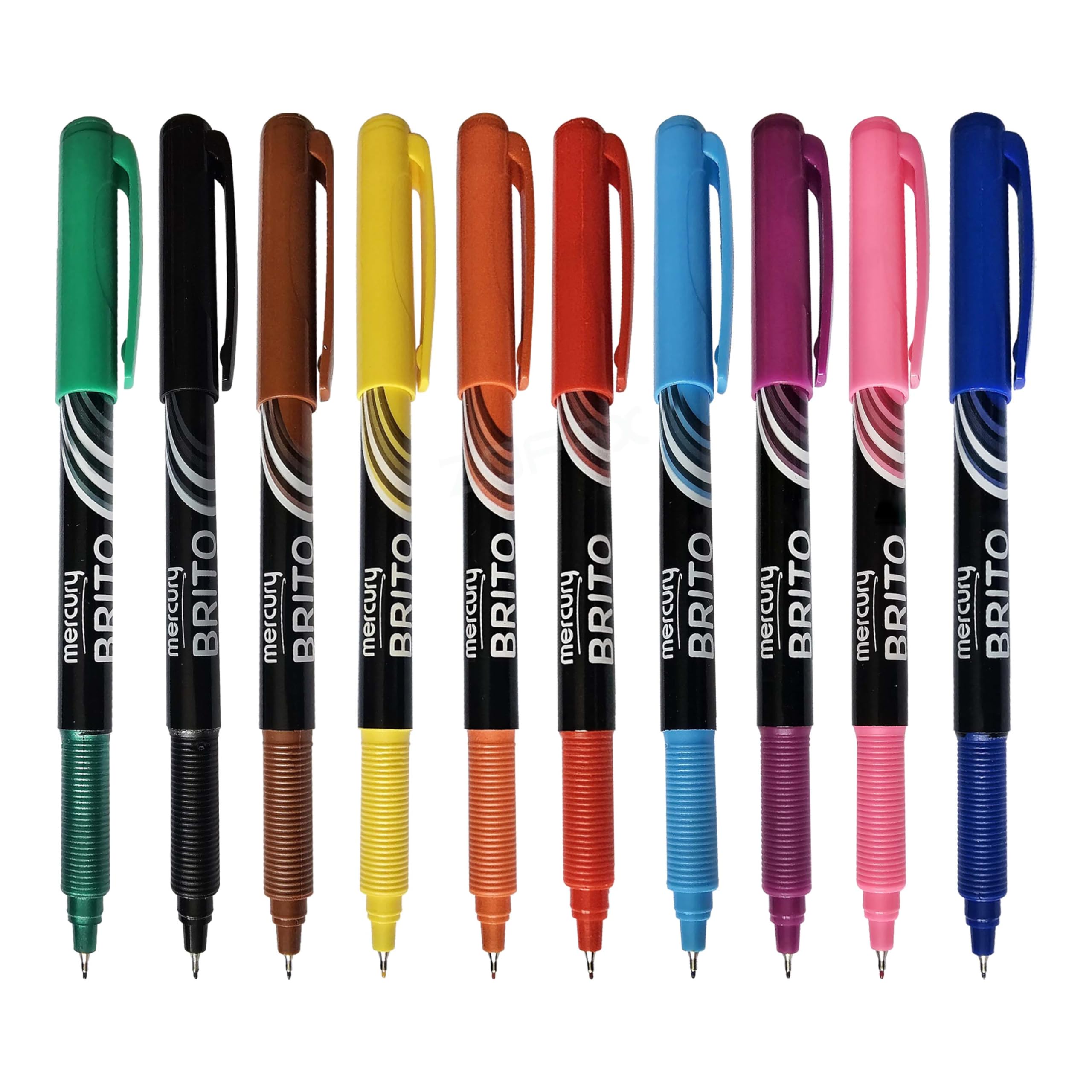 MERCURY Brito Fineliner Pens, MULTICOLOUR, Ultra Fine Point (0.3mm), Pack of 10, Precision Lines, Ideal for Write Draw Sketch Colour Draft Mark