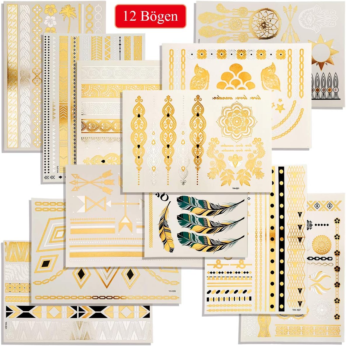 Temporary Metallic Festival Tattoos, Medium - Image 4