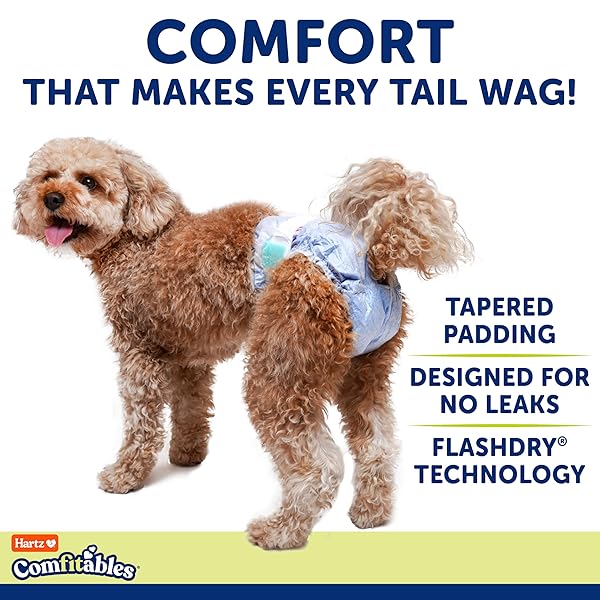 HARTZ DISPOSABLE DOG DIAPERS, SIZE M 32 COUNT, COMFORTABLE & SECURE FIT, EASY TO PUT ON