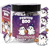 Positive Ghost Affirmation Jar – 60 Funny Emotional Support Ghosts, Boo Basket Stuffers for Women, Halloween Gifts for Women,Teens, Tween, Cute Halloween Basket Stuffers, Spooky Gifts