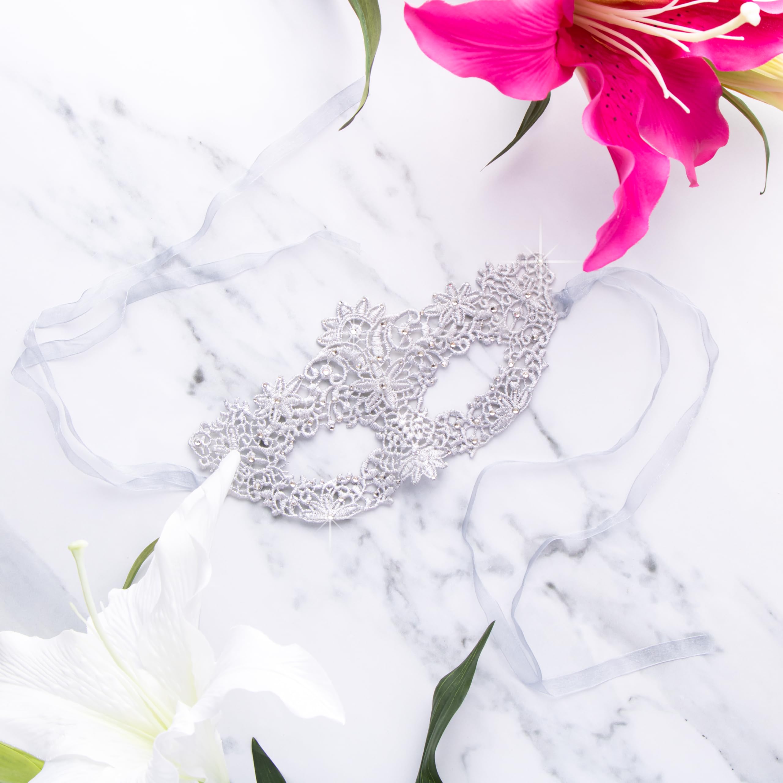 Luxury Womens Lace Venetian Masquerade Prom Halloween Carnival Mask Ball (Stunning Silver) — image 1