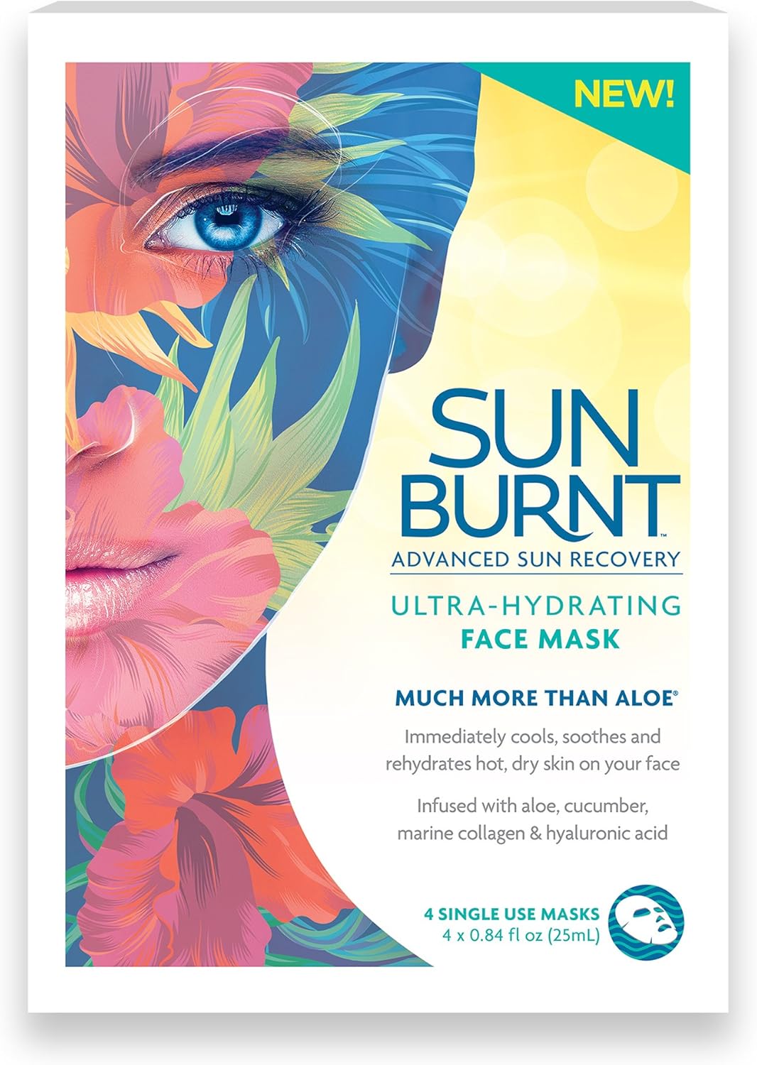 Amazon Com Sunburnt Ultra Hydrating Face Sheet Mask 4 Single Use Masks Health Personal Care