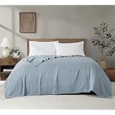 ROYAL VELVET Dream Cotton Blue King Blanket, Solid Textured, for Men and Women, Oeko-TEX Certified Confidence