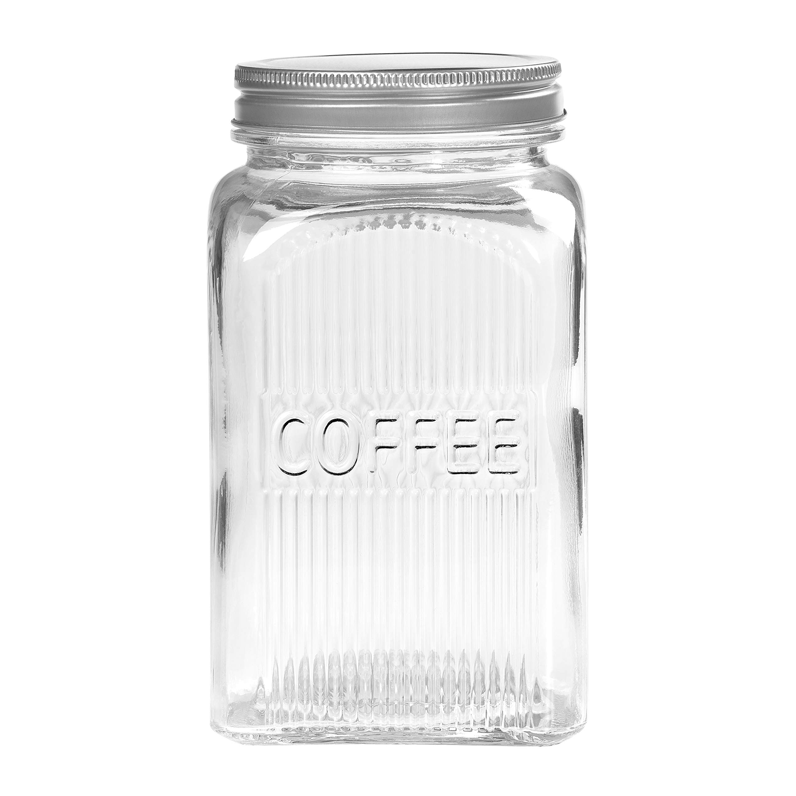 Tala Glass Coffee Storage Canister, Clear ribbed glass with a capacity of 1250 ml, with a screw top lid this jar is ideal for storing coffee beans, filter, ground and instant coffee