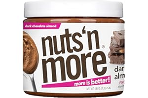 NUTS 'N MORE Nuts ‘N More Dark Chocolate Almond Butter Spread, All Natural Keto Snack, Low Carb, Low Sugar, Gluten Free, Non-GMO, High Protein Flavored Nut Butter (15oz Jar)