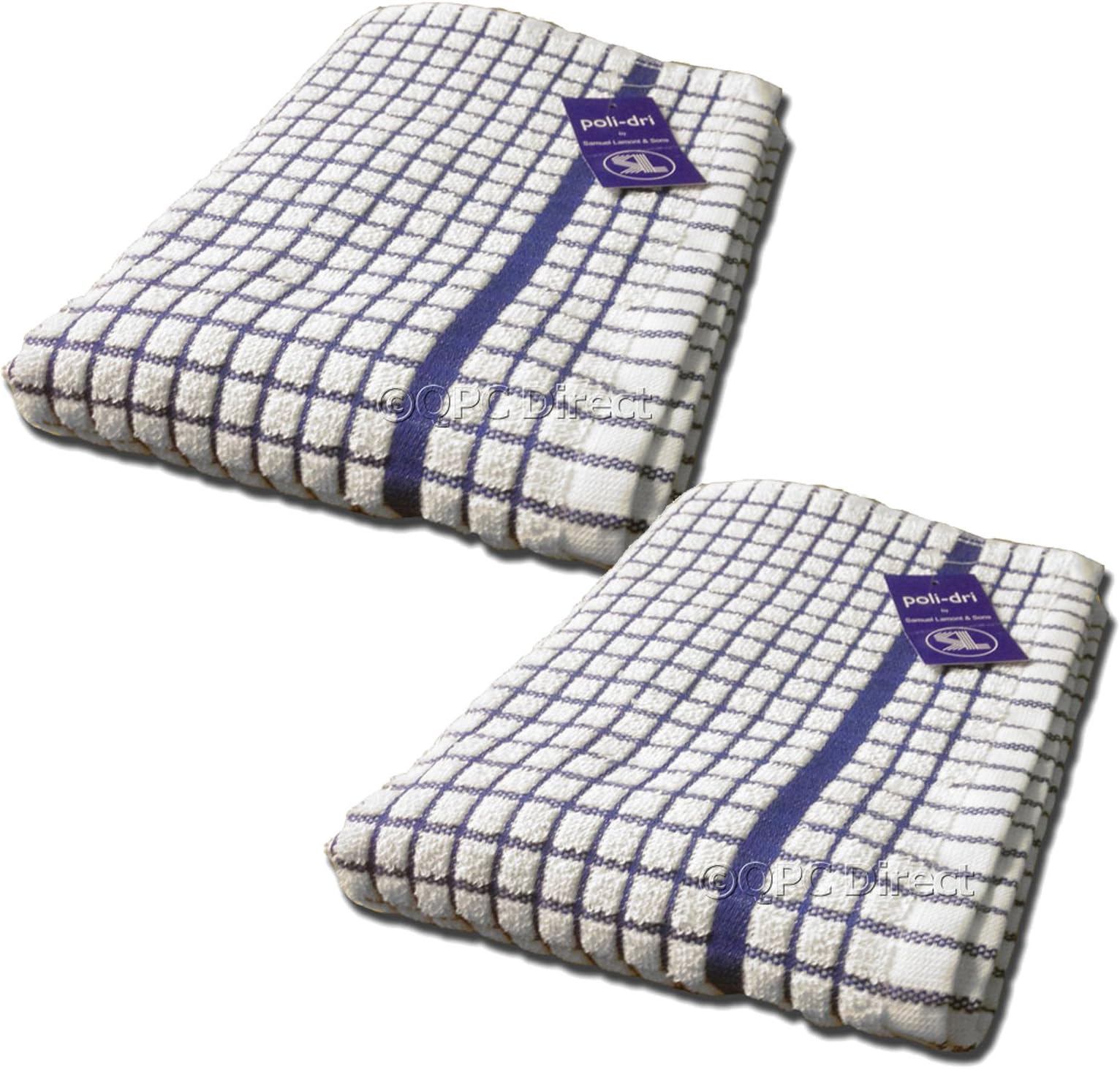 Lamont Premium Poli Dri Large Kitchen Tea Towels, TWINPACK (Blue)