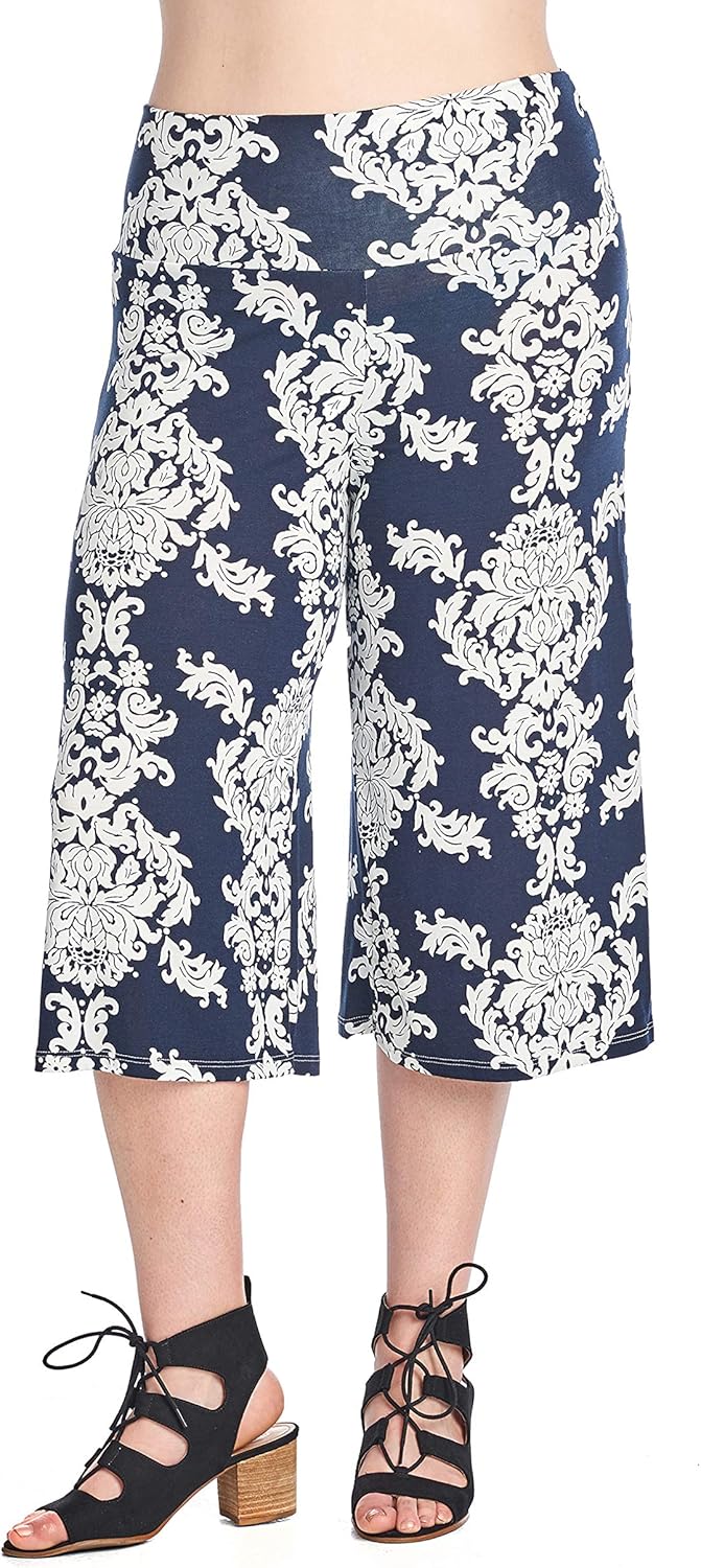 Women's Plus Size Soft Capri Gaucho Pants Made in USA 1X 2X 3X at Amazon Womenâs Clothing store