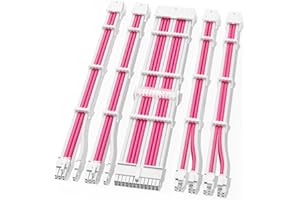 Sirlyr PSU Extension Cable Kit - Custom Sleeved Power Supply Mod for Girl's PC Build 16AWG 1x24Pin ATX/2x8 (4+4) Pin EPS CPU/