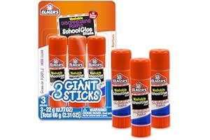 Elmer's Disappearing Purple School Glue Sticks, Washable, 22 Grams, 3 Count - Poster, Vision Board, Back to School Supplies,