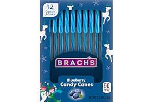 Brach's Blueberry Candy Canes, Christmas Candy, Holiday Ornaments, 5.3 oz Box, 12 Count