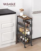 VASAGLE 4-Tier Trolley Space-Saving Kitchen Cart 22 cm Deep Steel Frame view 2