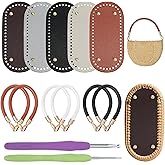 5pcs Bag Bases for Crochet Purse Kit Oval Bag Bases Knitting Crochets Bottom Base Pad 6 Replacement Straps 2 Crochet Hooks for DIY Bags Shoulder Bags Craft Making
