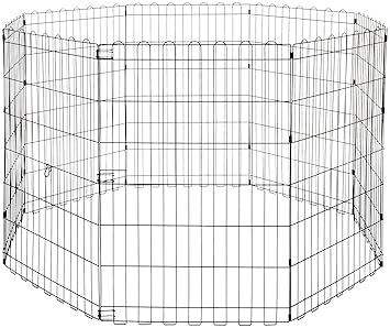 AmazonBasics Foldable Metal Pet Exercise and Playpen Without Door, 36