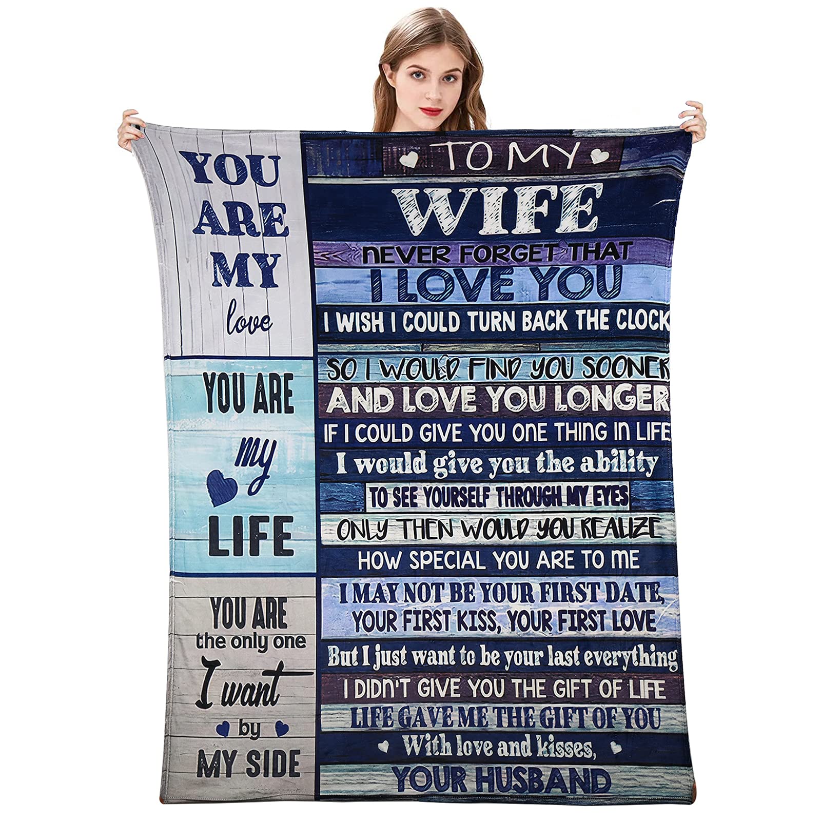 GDWD Blanket to My Wife,Letter Blanket,Love Letter Blanket,I Love You Letter Printed Envelope Flannel Soft Warm Blanket for Bedding Sofa and Travel(150x200cm)