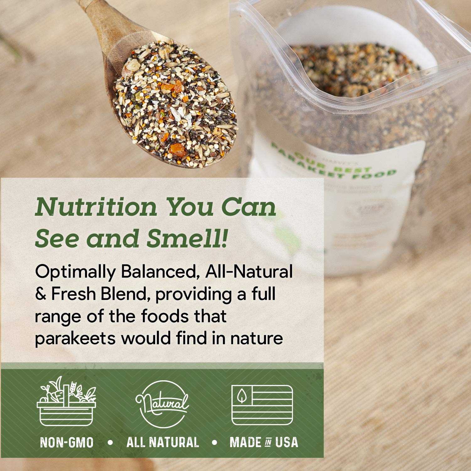 Dr. Harvey's Our Best Parakeet Food, All Natural Daily Food for Budgies and Parakeets Petz