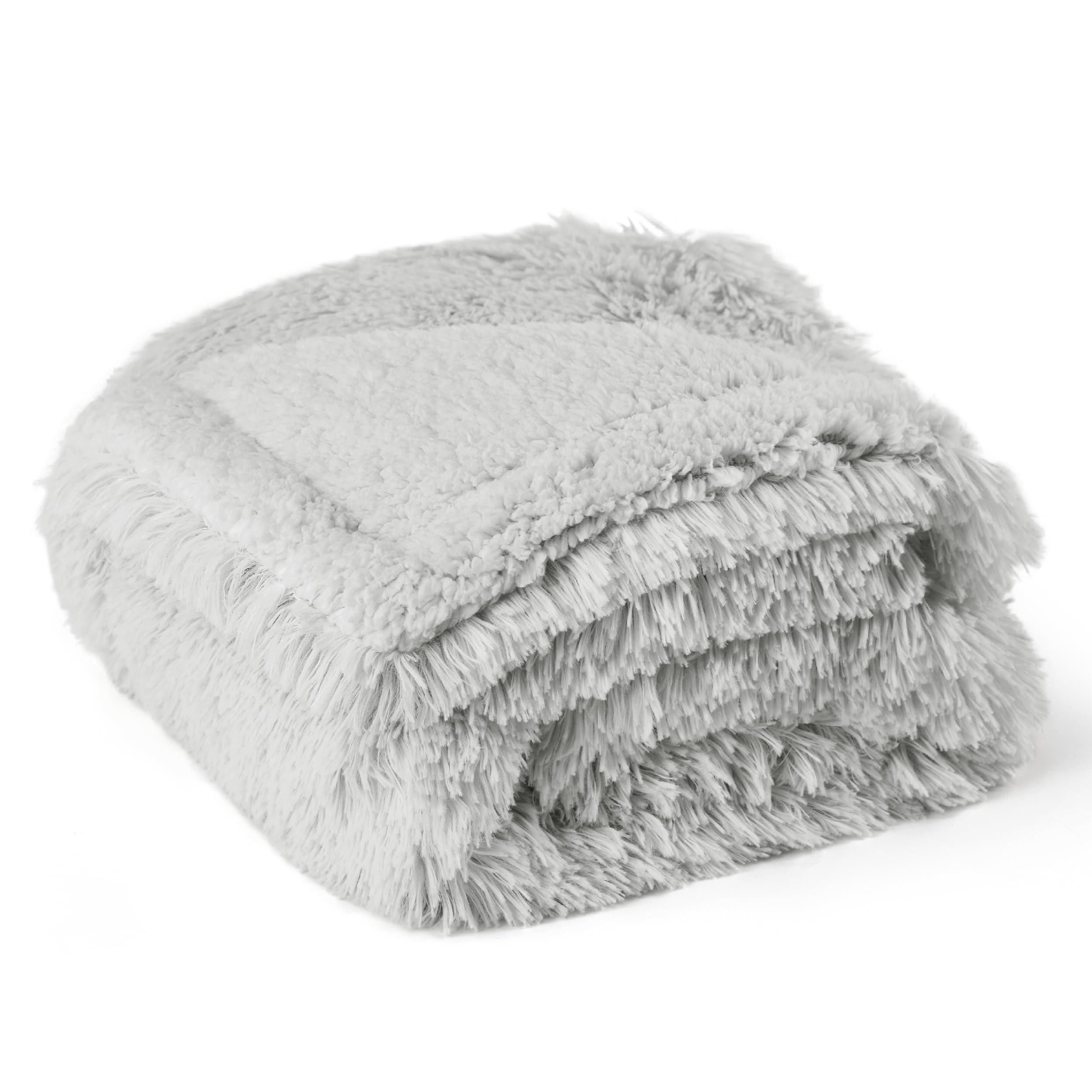 Bedsure Waterproof Dog Blankets Large - 127x152cm Dog Bed Blankets Washable for Large Dogs and People, Fluffy Pet Blanket for Sofa Bed Protector, Light Grey