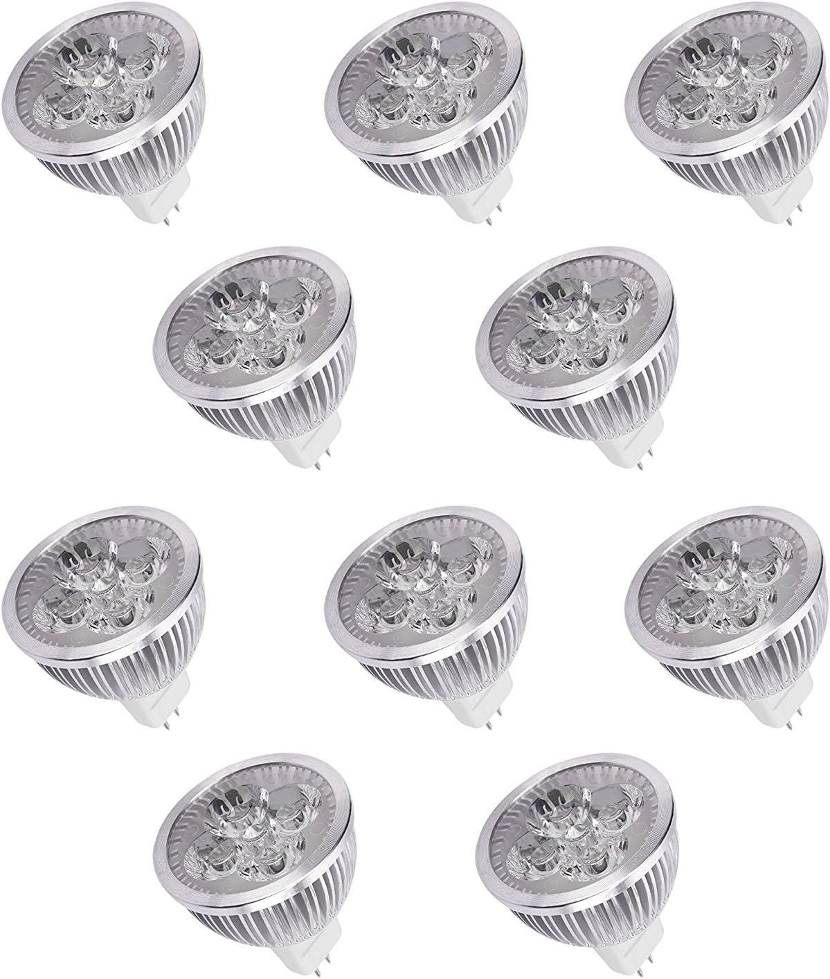 RUICAIKUN 12V 4W MR16 LED Bulbs 2700K Warm White 50 Watt Equivalent MR16 LED Spotlights - 300 Lumen 60 Degree Beam Angle for Landscape, Recessed, Track lighting(Pack of 10)