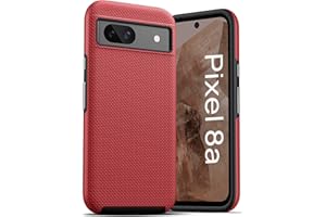 Vihibii for Google Pixel 8a Case, Pleasant Texture Soft Silicone Inner Case & Rugged Hard Outer Cover Double Layer Protection, Shockproof Durable Phone Case for Google Pixel 8a 2024, Red