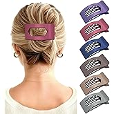 Mesovor 6 Pack Flat Claw Clips for Women, Strong Hold French Flat Hair Clips for Thick Thin Hair | 3.94" Nonslip Large Square Lay Flat Hairclips (Morandi Matte)