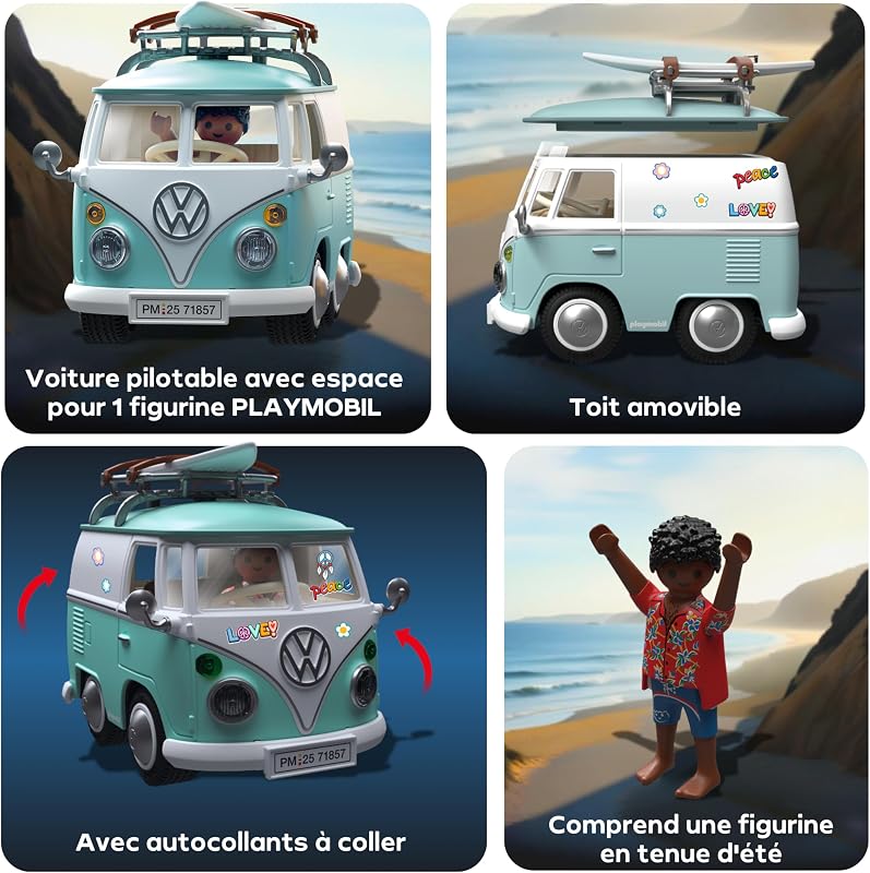 | Collector Cars | Volkswagen T1 Camper | Voiture Miniature pour Adultes & Enfants | avec Autocollants à Personnaliser | Cadeau pour Les collectionneurs | Design détaillé | 71857