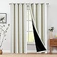 jinchan 100% Blackout Boho Curtains 84 Inch Longes for Bedroom Sage Green on Beige Geometric Printed Grommet Top Room Darkening Thermal Insulated Window Drapes 2 Panels