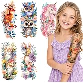 Epuxiael Temporary Tattoos for Kids Half Arm Sleeve Tattoos for Girls Boys | Waterproof Cute Animal Flower Fake Tattoos Stickers Birthday Party Favors Goodie Bag Stuffers Small Gifts for Children