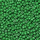 LEECOON 4mm Green Color Seed Beads,100grams About 1300pcs Size 6/0 Small Seed Beads for Making Necklace Bracelet Earring