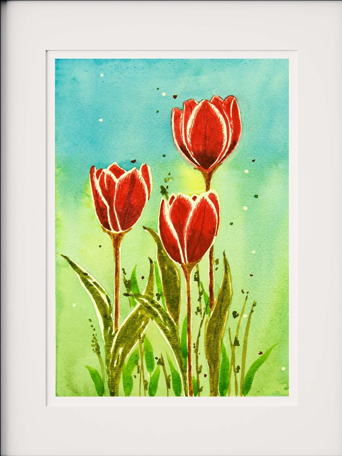 Watercolor Print, Watercolor flowers, Watercolor Painting,Watercolor red flowers print,Spring flowers,floral wall art, housewarming gift, realtor's closing gift, living room decor, floral wall decor